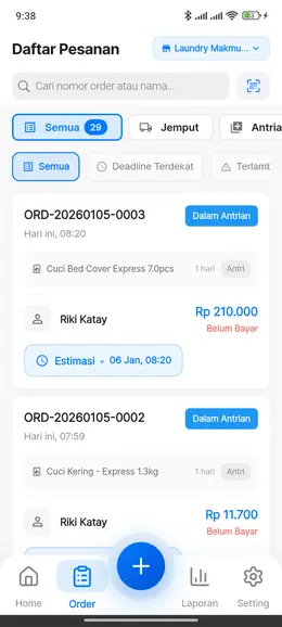 Order Management Screen